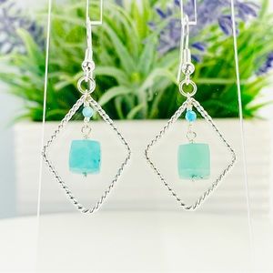 Sterling Silver Larimar Twist Wire Earrings